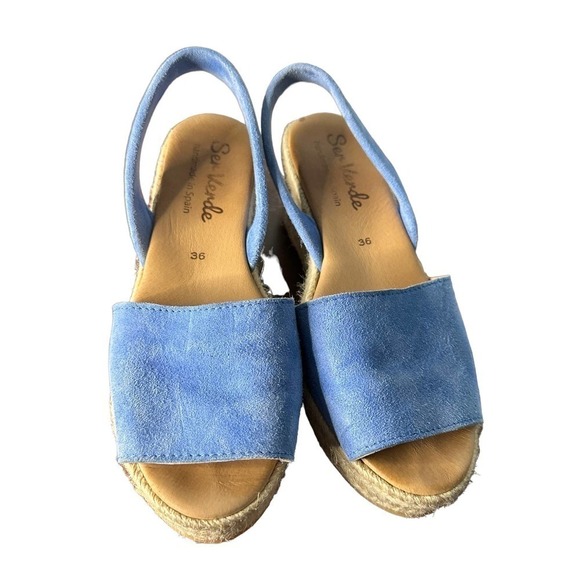 Ser Verde Blue Sueded Sandal Made in Spain Size 36 - Picture 3 of 9